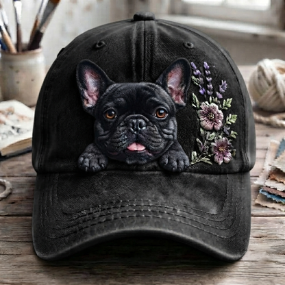 French Bulldog Black Flower - Classic Cap