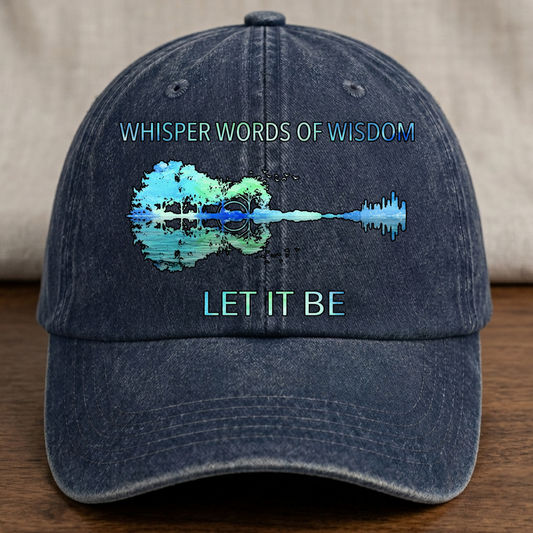 Hippie Rock Pop Whisper words - Wash Denim Cap