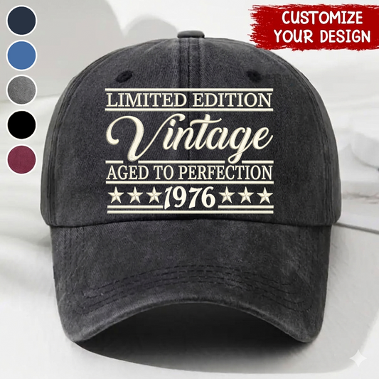 Aged To Perfection Custom Year - Wash Denim Cap (Print in USA)