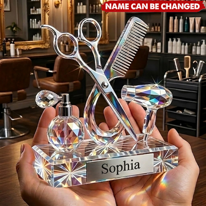 Personalized Hairstylist Acrylic Plaque, Custom Name Hairdresser Keepsake