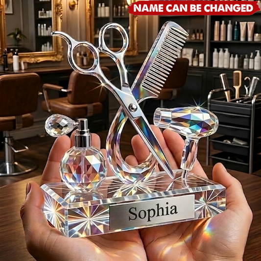 Personalized Hairstylist Acrylic Plaque, Custom Name Hairdresser Keepsake