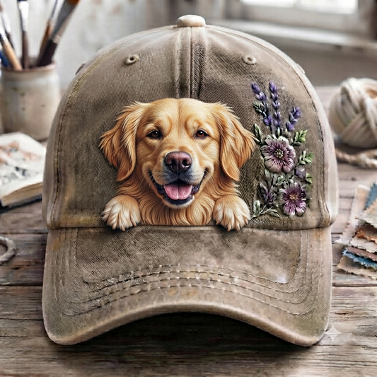 Golden Retriever Flower - Classic Cap
