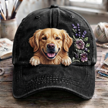 Golden Retriever Flower - Classic Cap