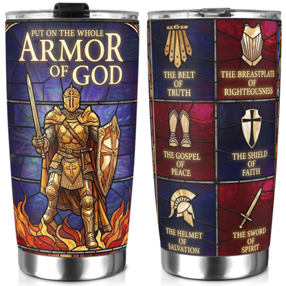 Full Armor Of God 20 Oz Tumbler - Flat Printed 3D Effect Design