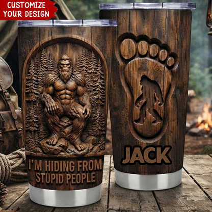 Big foot Hiding From Personalized 20 Oz Tumbler (Print in USA)