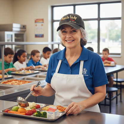 Lunch Lady I Am Custom Name - Wash Denim Cap (Print in USA)