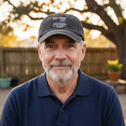 Police Retired Custom Name Wash Denim Cap (Print in USA)
