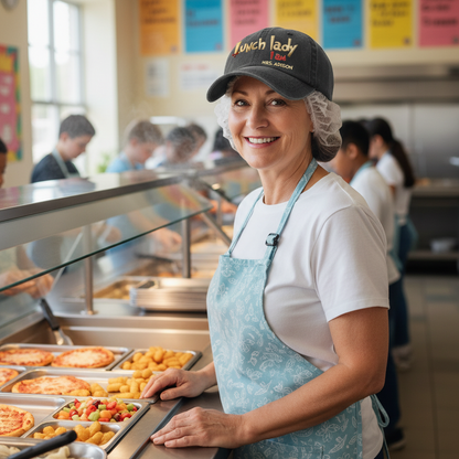 Lunch Lady I Am Custom Name - Wash Denim Cap (Print in USA)