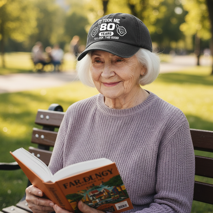 Old Man Woman Look Good Custom Age - Wash Denim Cap (Print in USA)