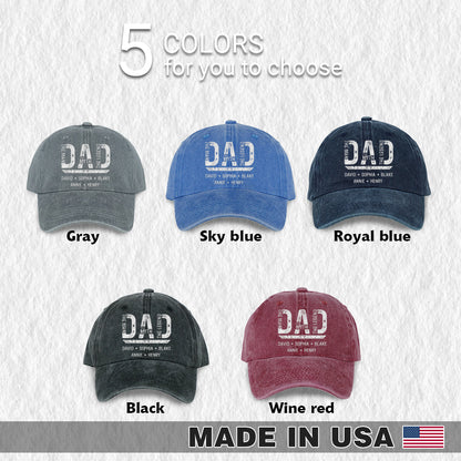Dad Man Myth Legend Custom Name Wash Denim Cap (Print in USA)