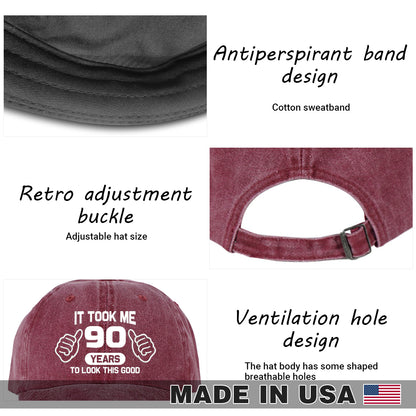 Old Man Woman Look Good Custom Age - Wash Denim Cap (Print in USA)