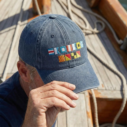 Personalised Sailing Flag Boat Captain - Wash Denim Cap (Print in USA)