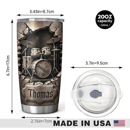 Drummer Effect Personalized 20 Oz Tumbler (Print in USA)